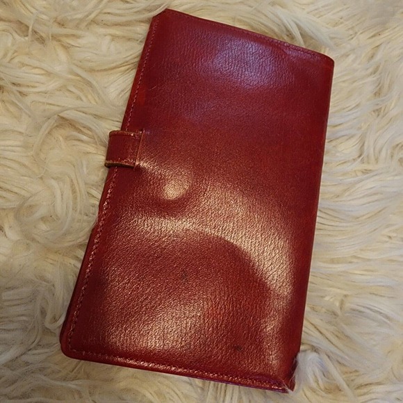 Etons Mello Cowhide Leather Travel Wallet Vintage Red - Picture 4 of 5
